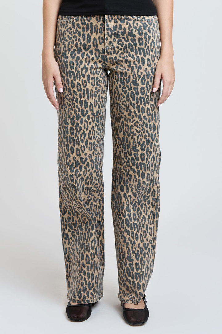 Women's High Rise Animal Print Wide Leg Jeans