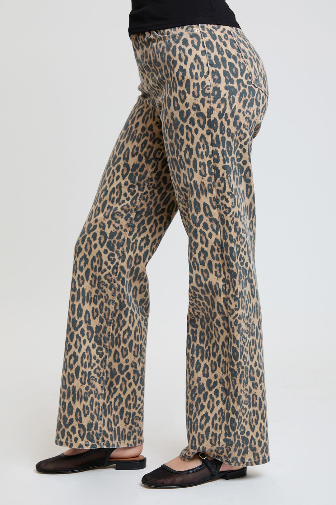 Women's High Rise Animal Print Wide Leg Jeans