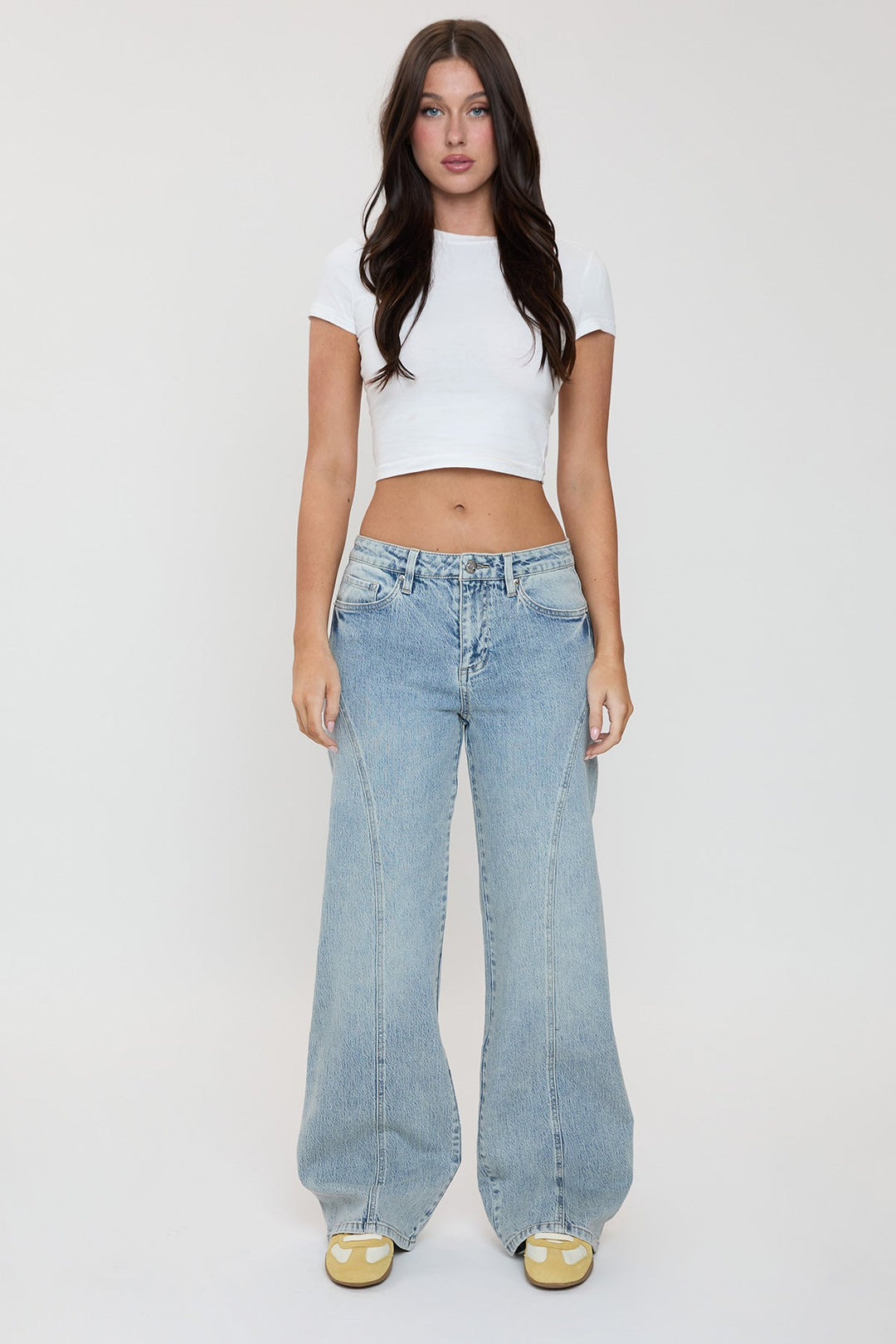 Women's Luxe Bella Seam Detail Wide Leg Jeans