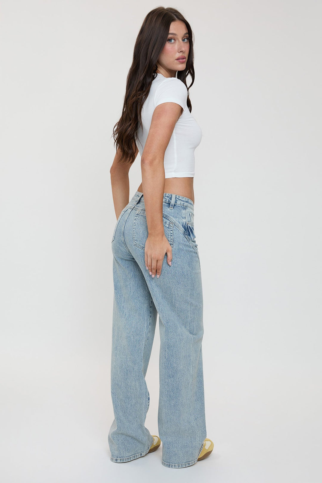 Women's Luxe Bella Seam Detail Wide Leg Jeans
