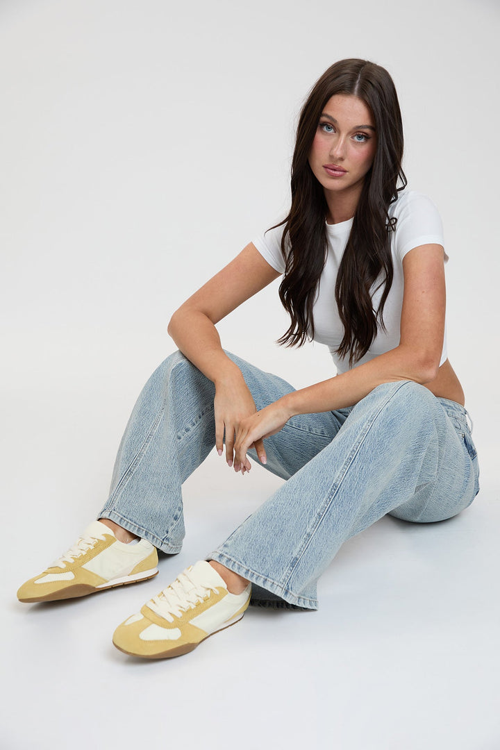 Women's Luxe Bella Seam Detail Wide Leg Jeans