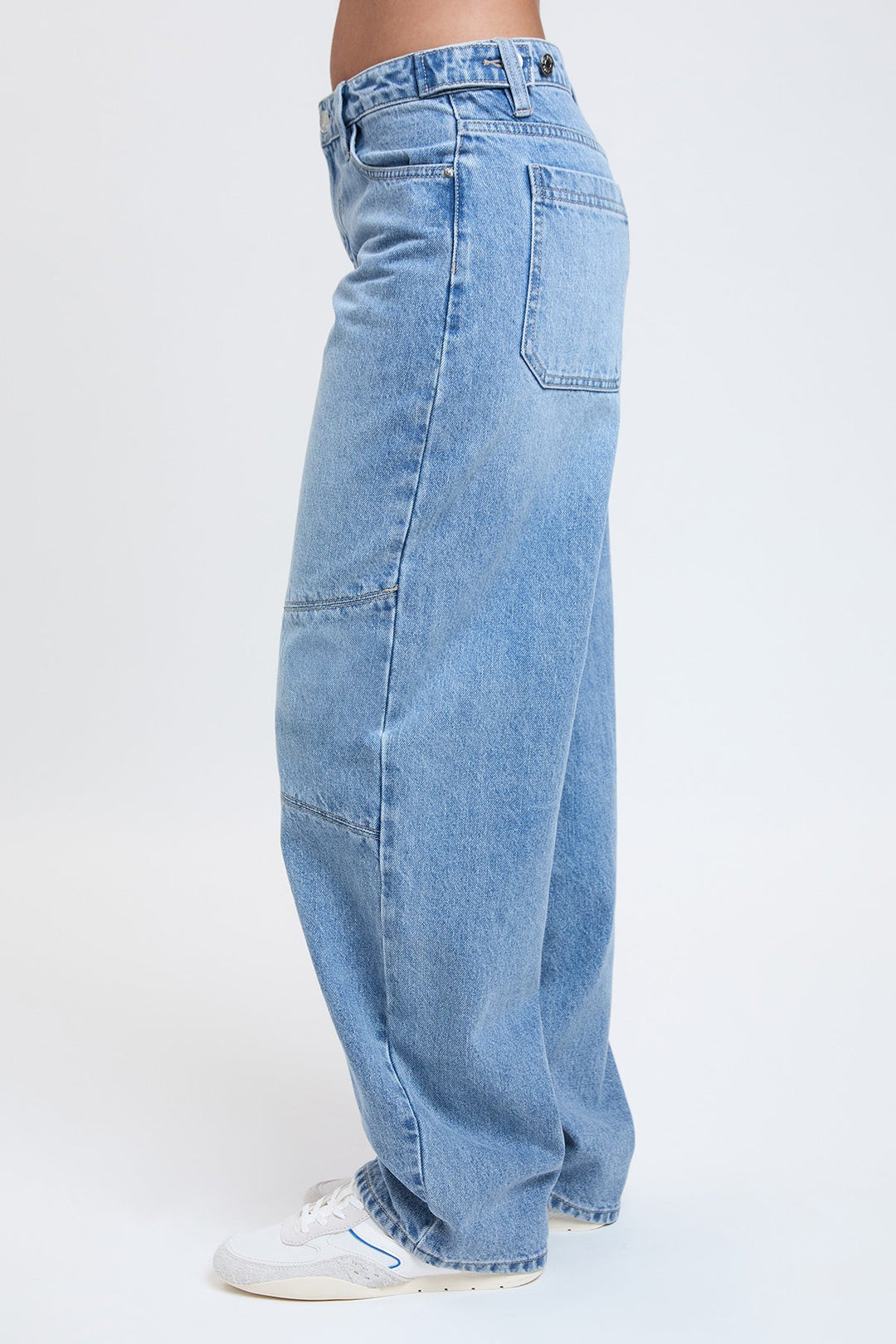 Women's Moto Relaxed Rise Baggy Barrel Jeans with Seam Detail