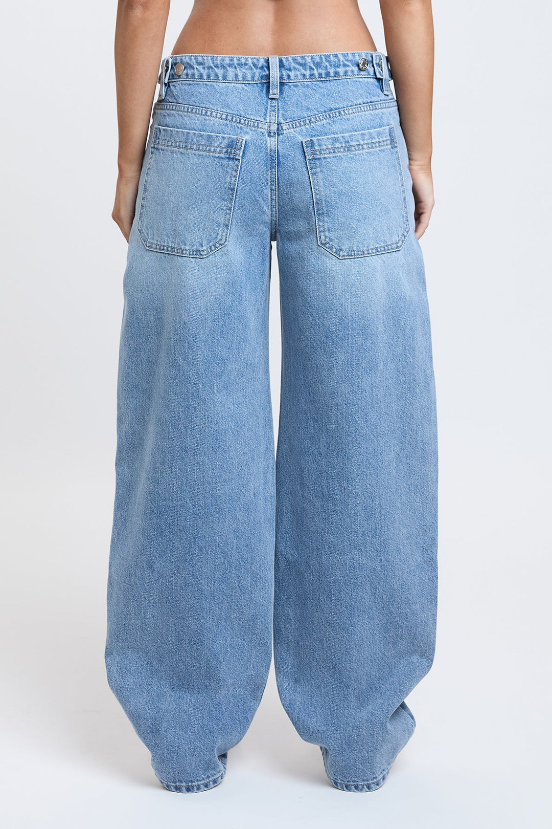 Women's Moto Relaxed Rise Baggy Barrel Jeans with Seam Detail