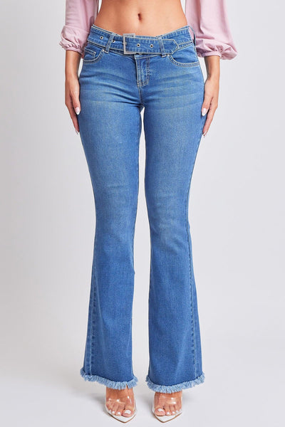 Women's Belted Flare Jeans