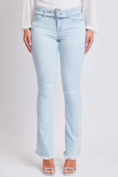 Women's Belted Flare Jeans