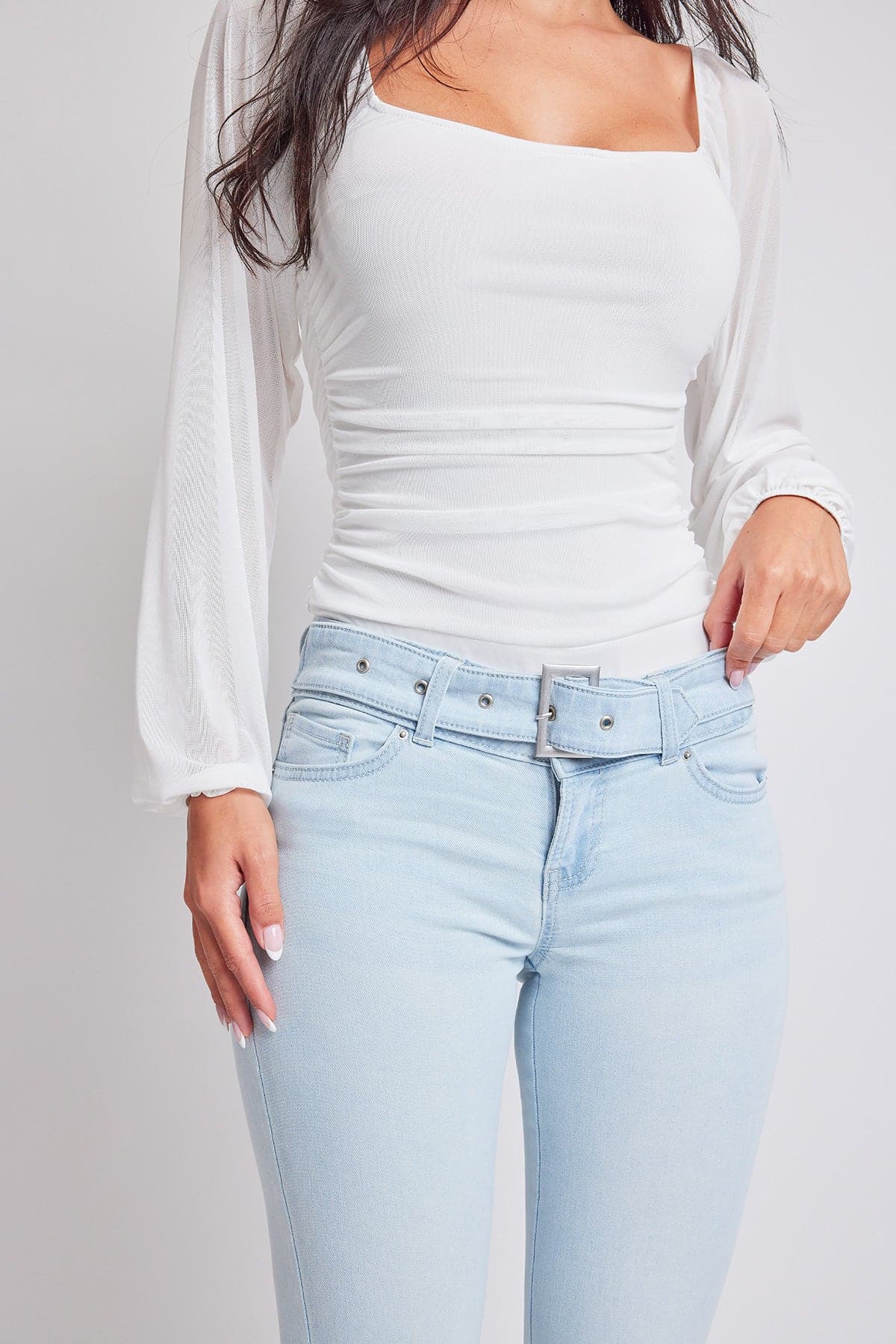 Women's Belted Flare Jeans