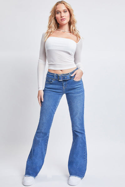 Women's Belted Flare Jeans