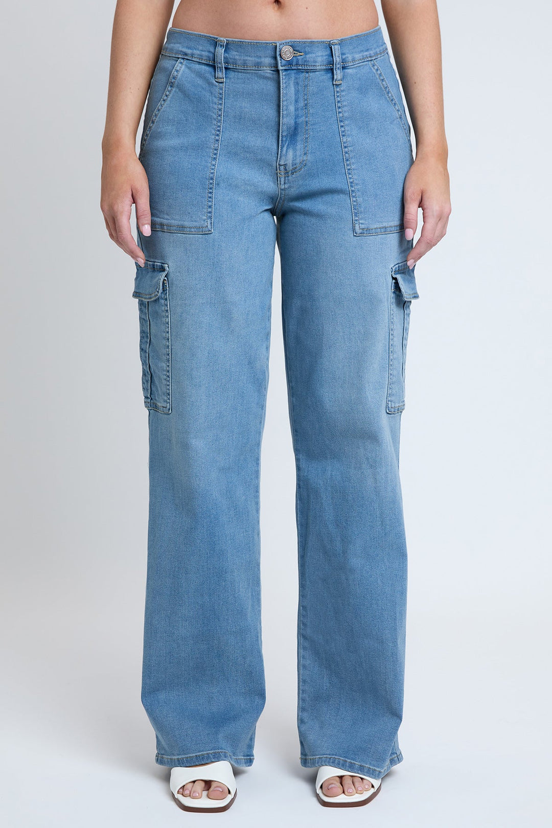 Women's Elastic Waist Straight  Cargo Jean