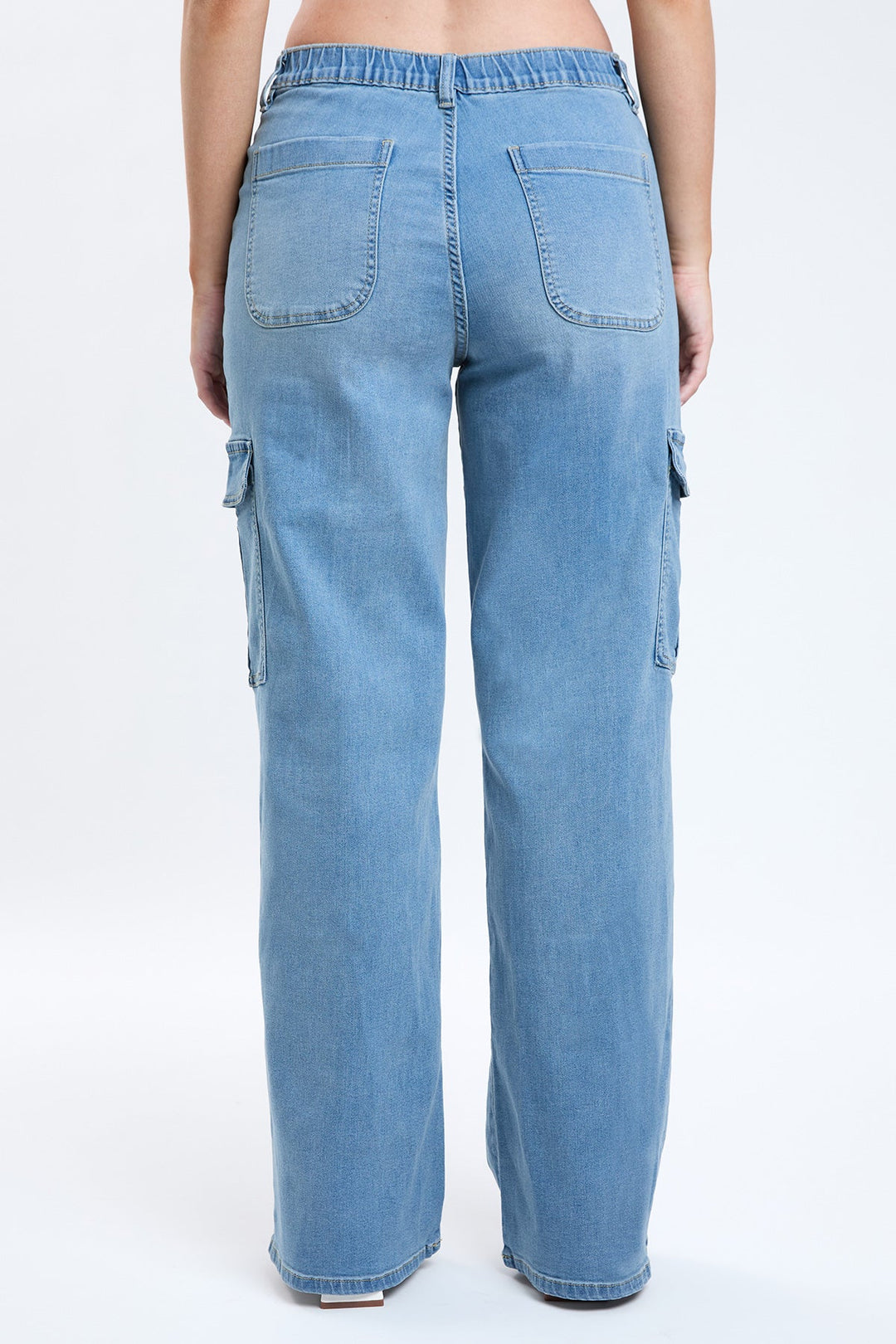 Women's Elastic Waist Straight  Cargo Jean