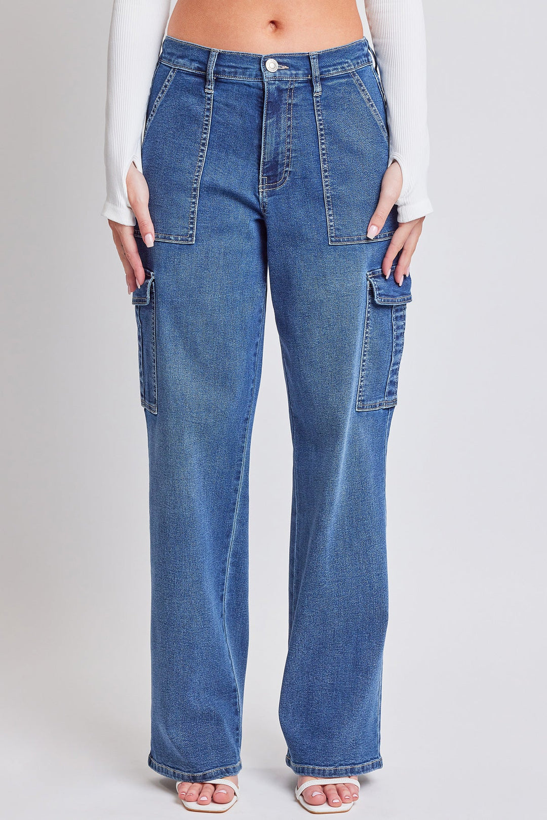 Women's Elastic Waist Straight  Cargo Jean