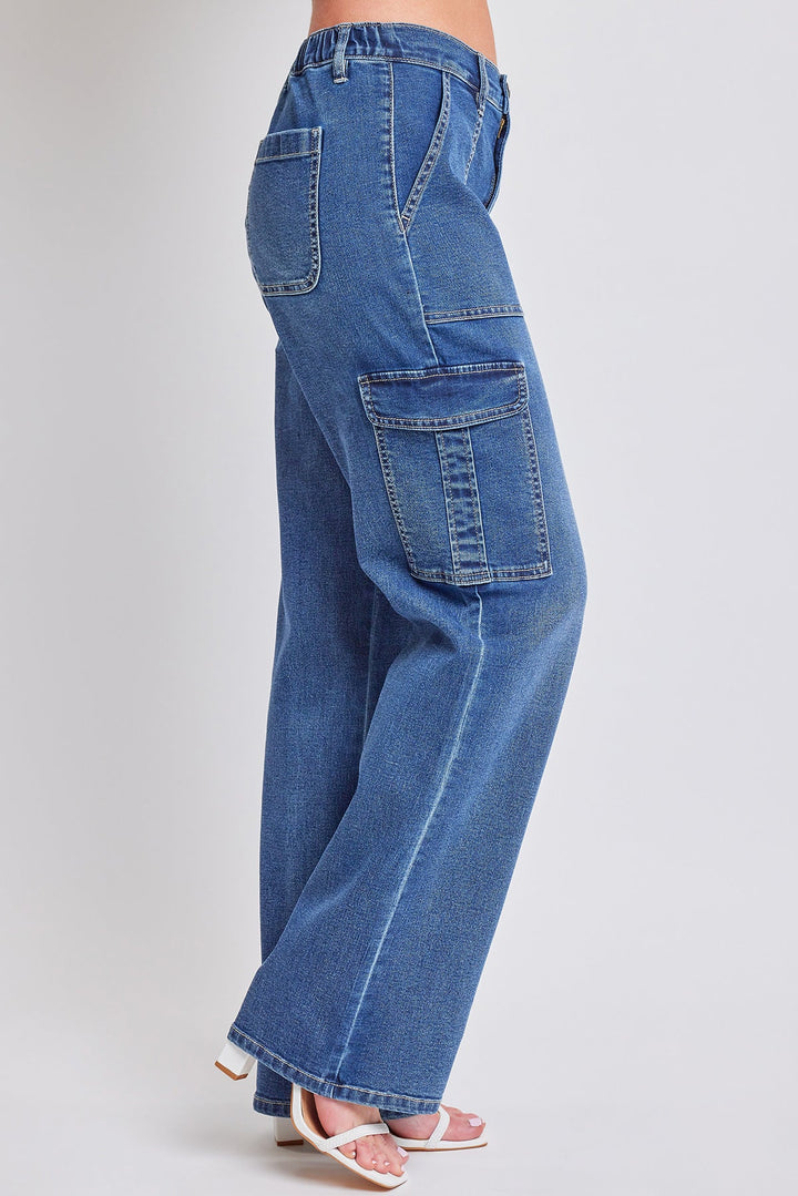 Women's Elastic Waist Straight  Cargo Jean