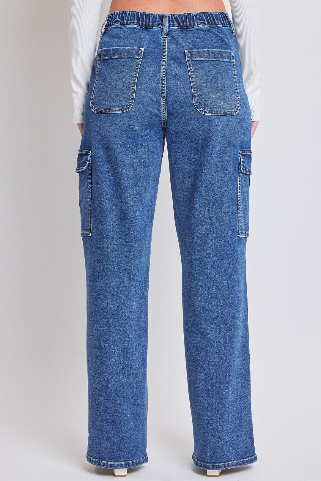 Women's Elastic Waist Straight  Cargo Jean