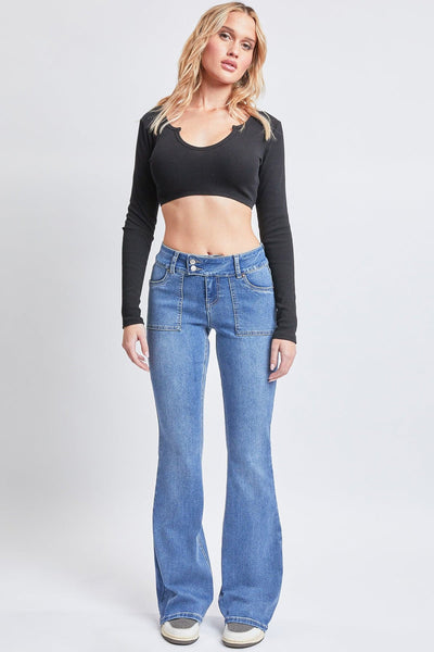 Women's Flare Jeans With Flap Back Pockets