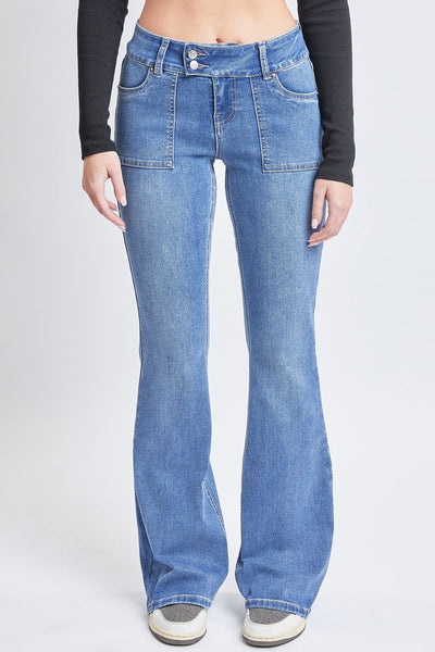 Women's Flare Jeans With Flap Back Pockets