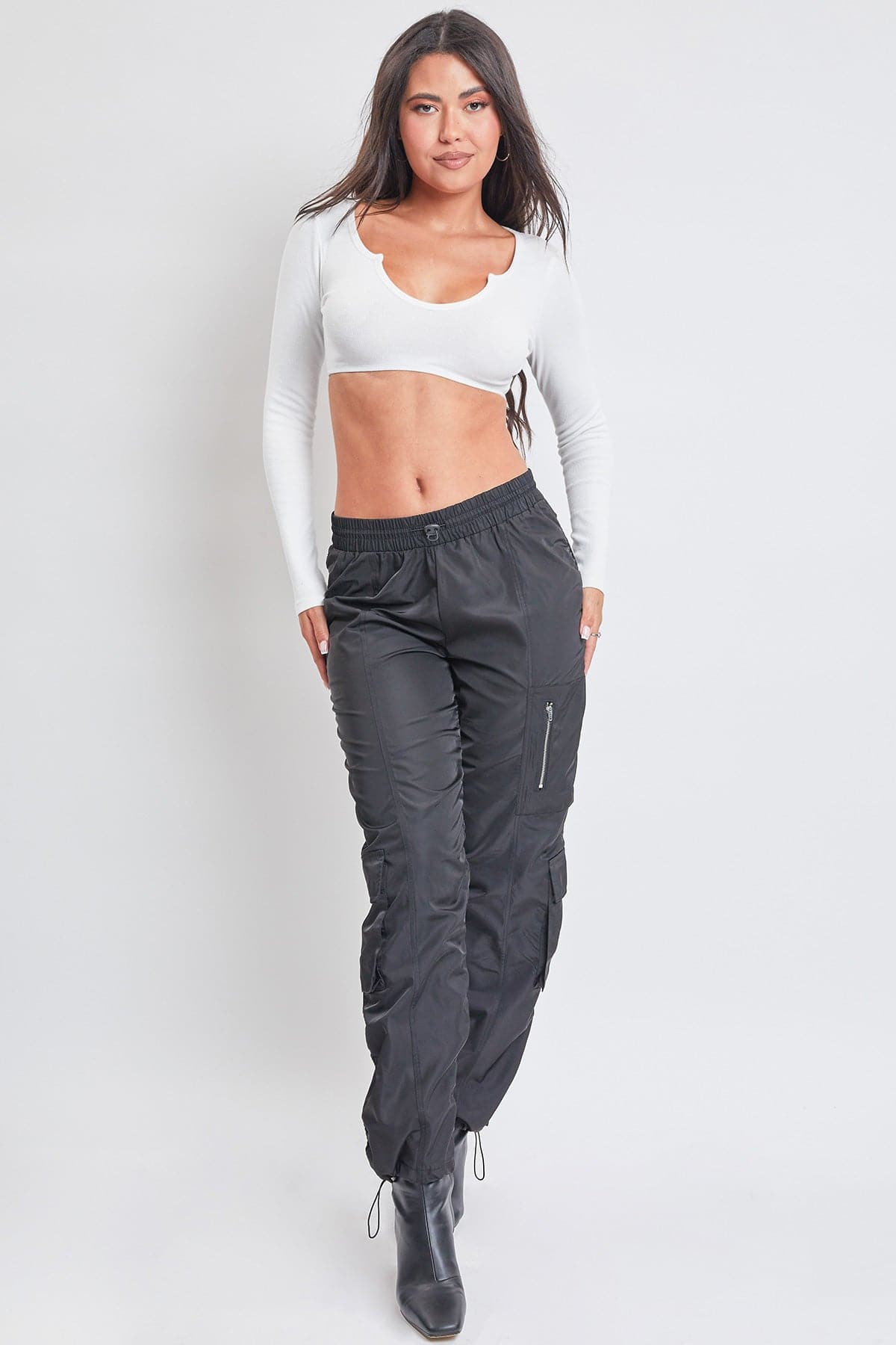 Women's  Rouched Nylon Cargo Joggers