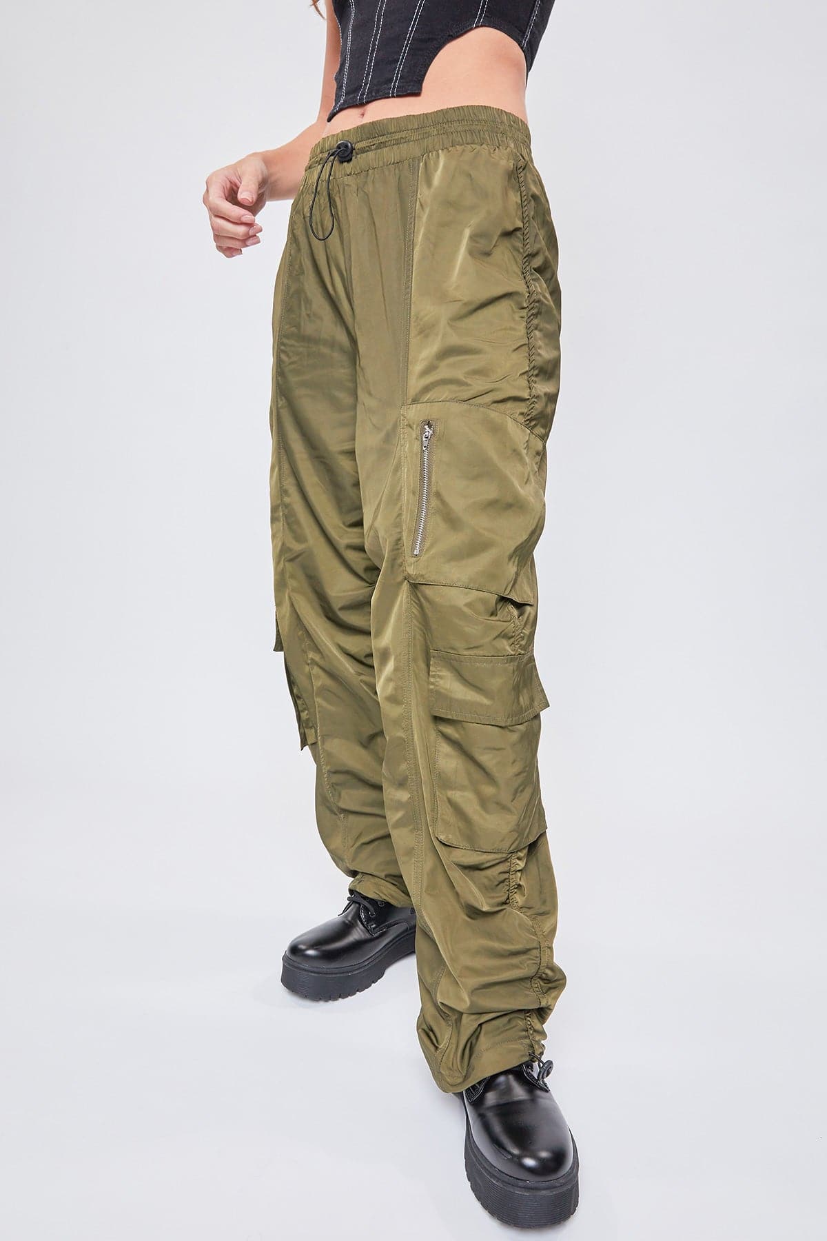 Women's  Rouched Nylon Cargo Joggers