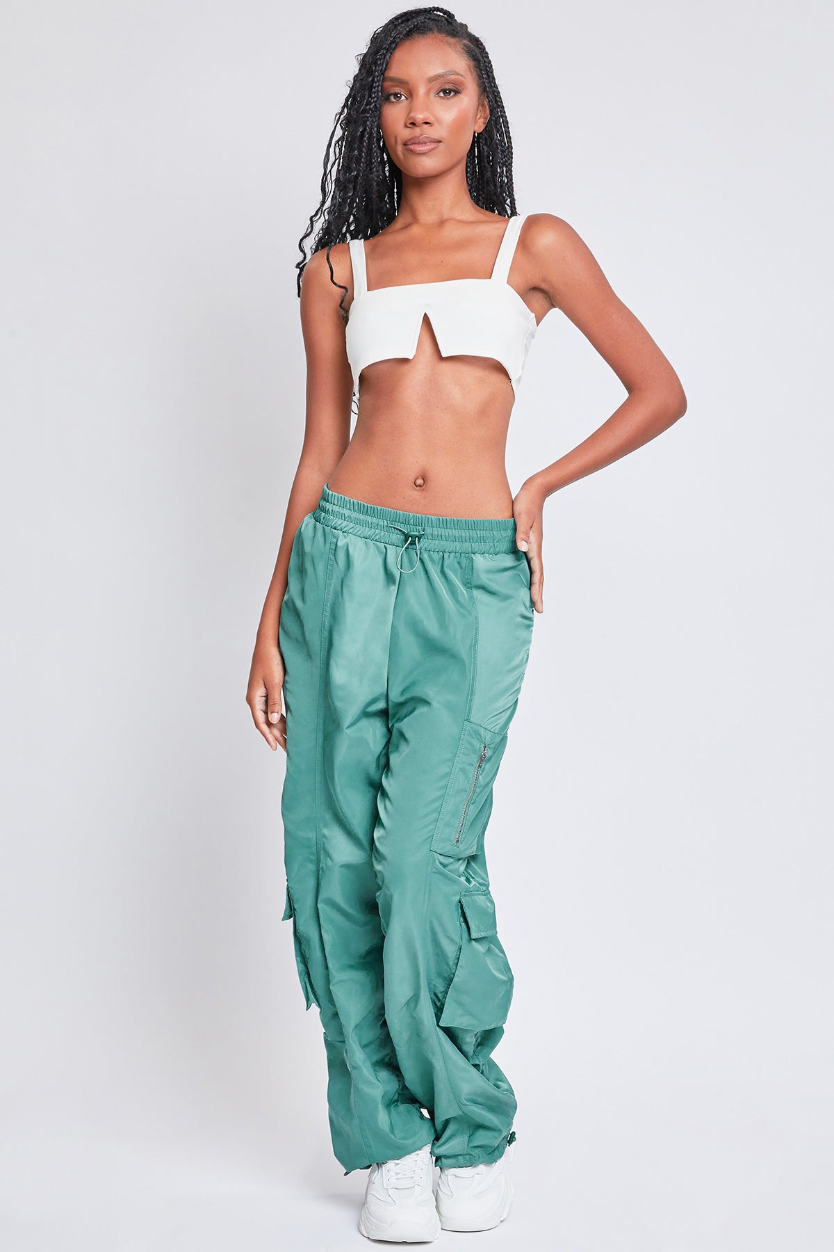 Women's  Rouched Nylon Cargo Joggers