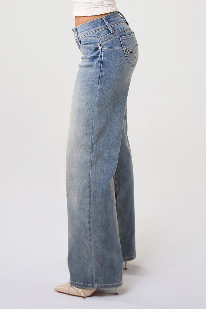 Women's Luxe Low Rise WannaBettaButt Wide Leg Jeans