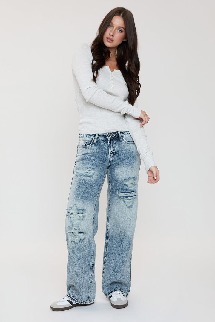 Women's Low Rise Wide Leg Rigid Jeans