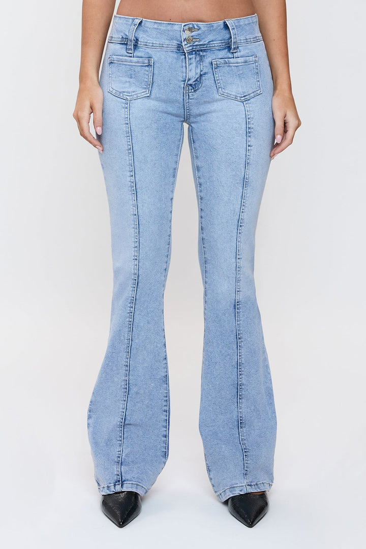 Women's Patch Pocket Flare Jeans