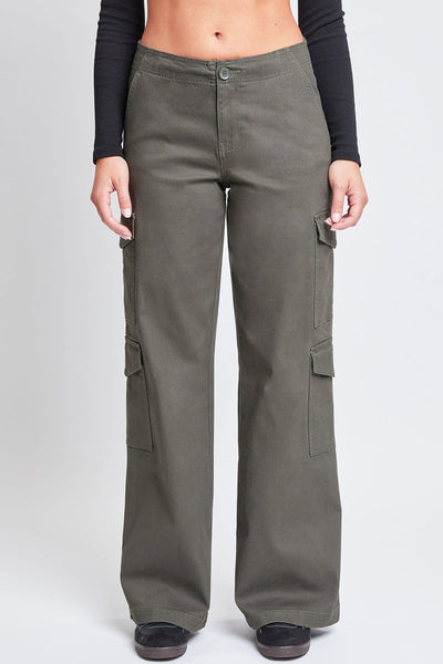 Women's High Rise Double Pocket Wide Leg Cargo Pants