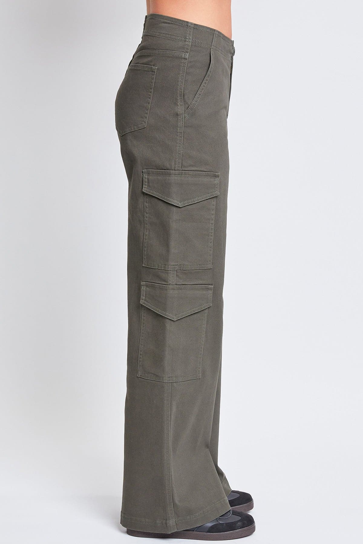 Women's High Rise Double Pocket Wide Leg Cargo Pants