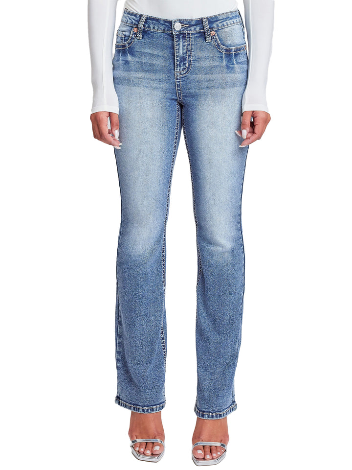 Women's Heavy Stitch Bootcut Jeans with Embroidered Pockets