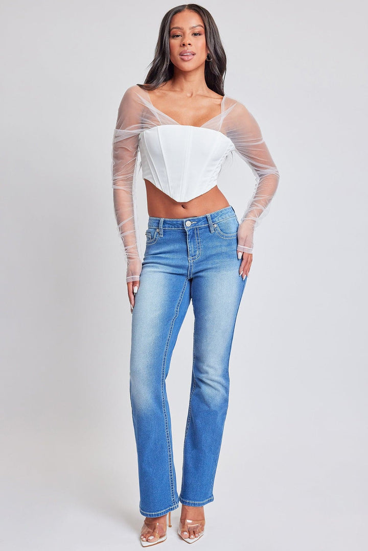 Women's Heavy Stitch Bootcut Jeans with Embroidered Pockets