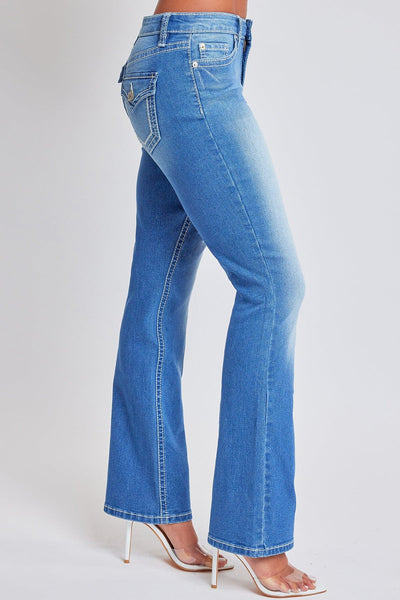 Women's Heavy Stitch Bootcut Jeans with Embroidered Pockets