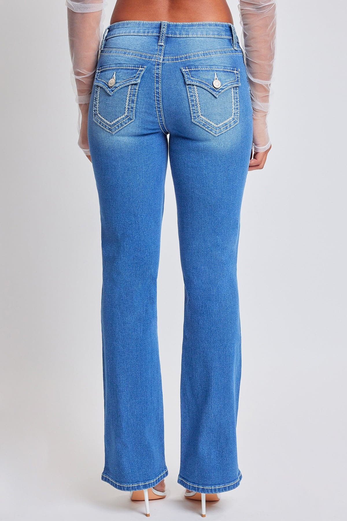 Women's Heavy Stitch Bootcut Jeans with Embroidered Pockets