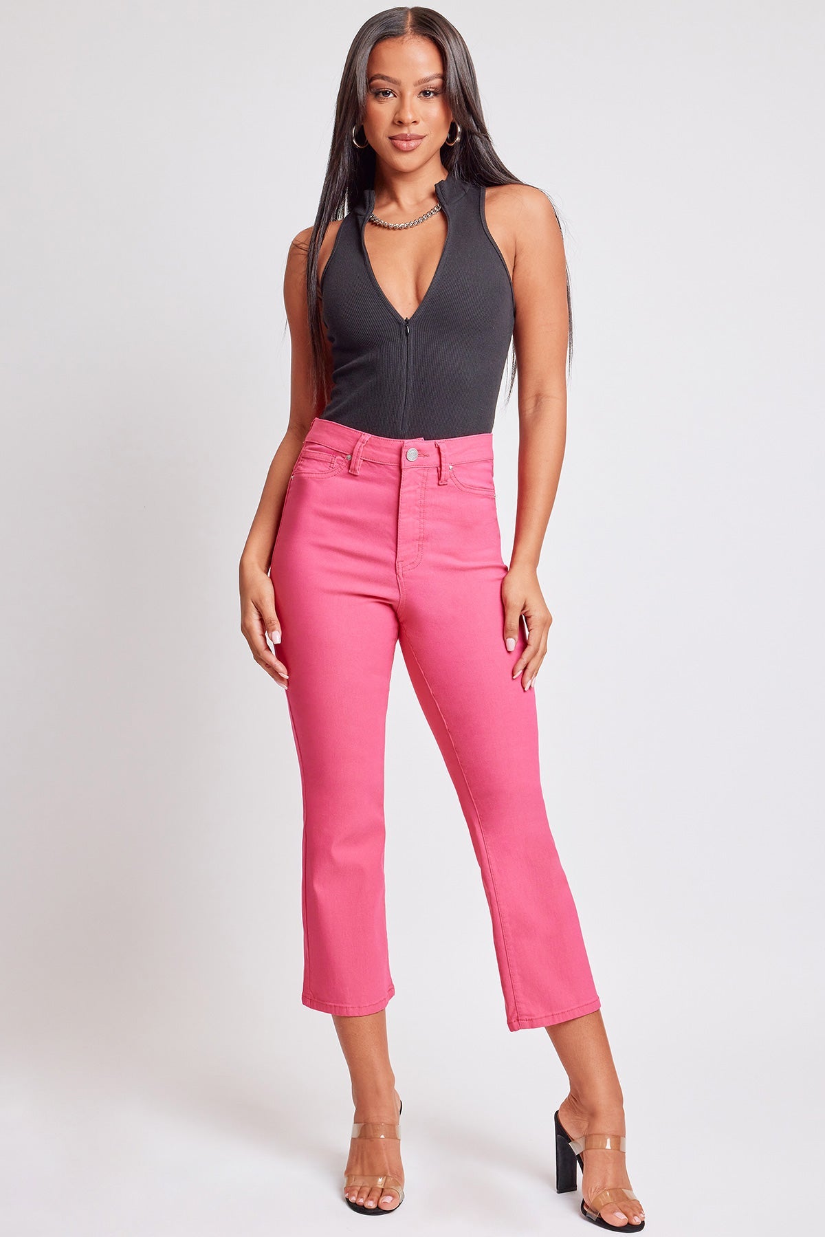 Women's Hyperstretch Cropped Kick Flare Leg Pants, Fiery Coral