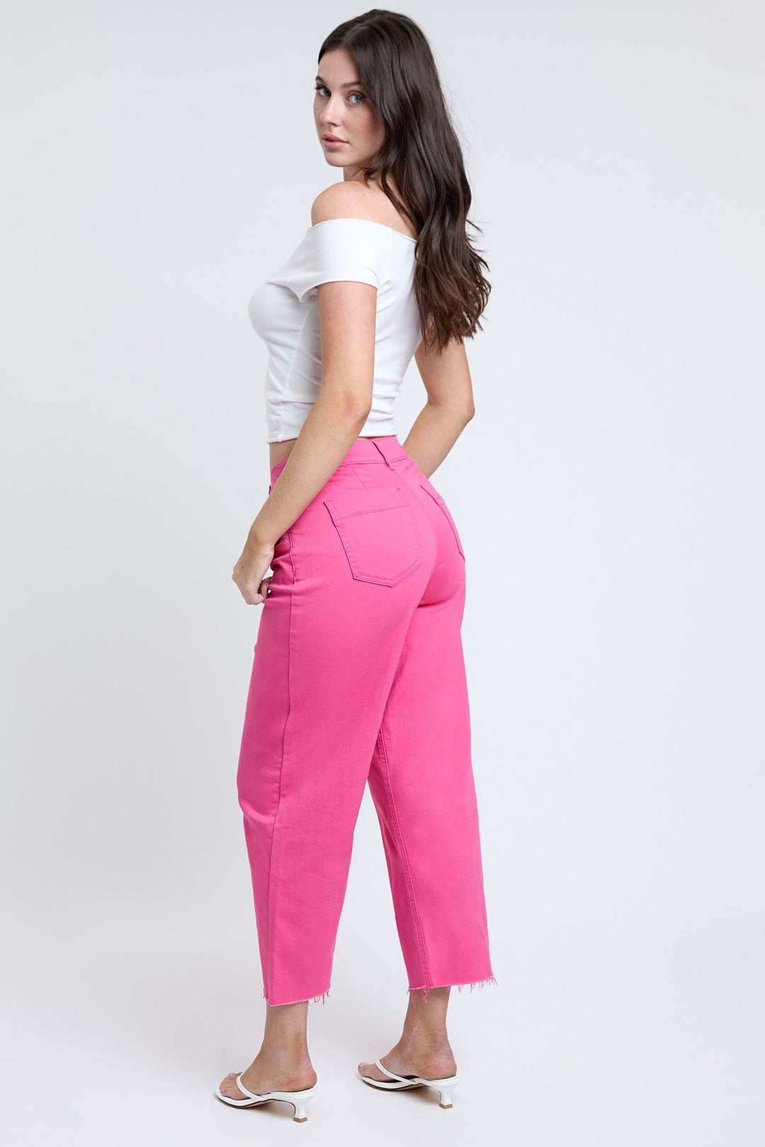 Women's High Rise Cropped Trouser Jeans Wide Leg Fit
