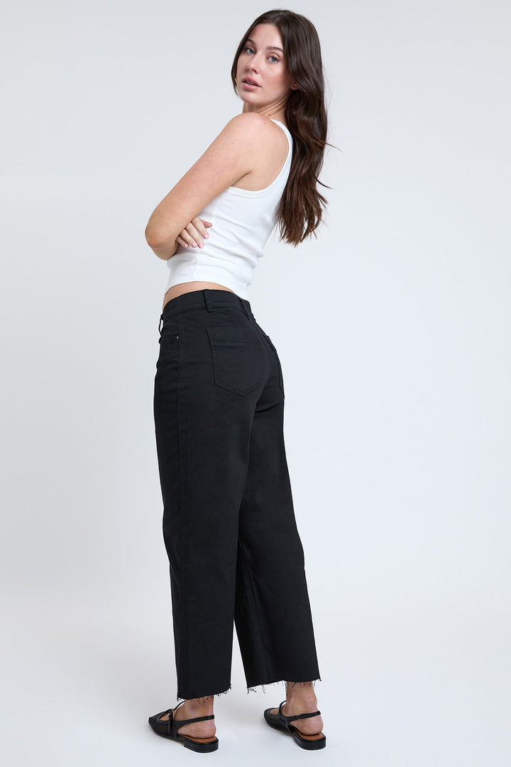 Women's High Rise Cropped Trouser Jeans Wide Leg Fit