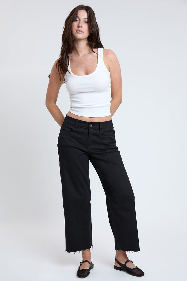 Women's High Rise Cropped Trouser Jeans Wide Leg Fit