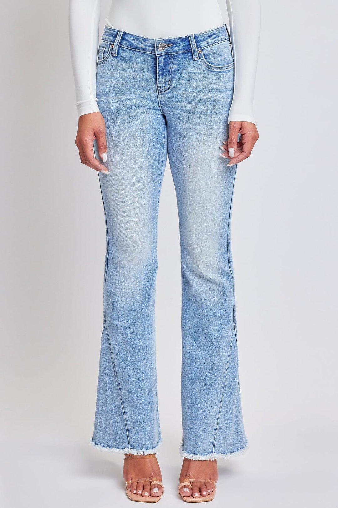 Women's Low Rise Fray Hem Flare Jeans
