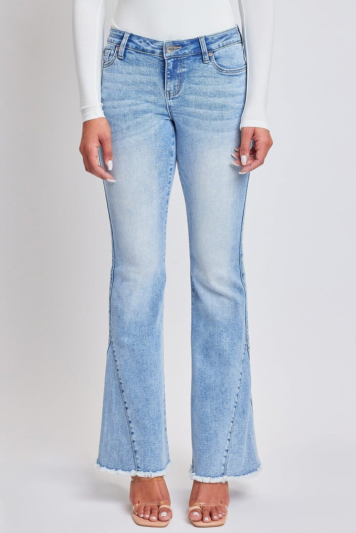 Women's Low Rise Fray Hem Flare Jeans