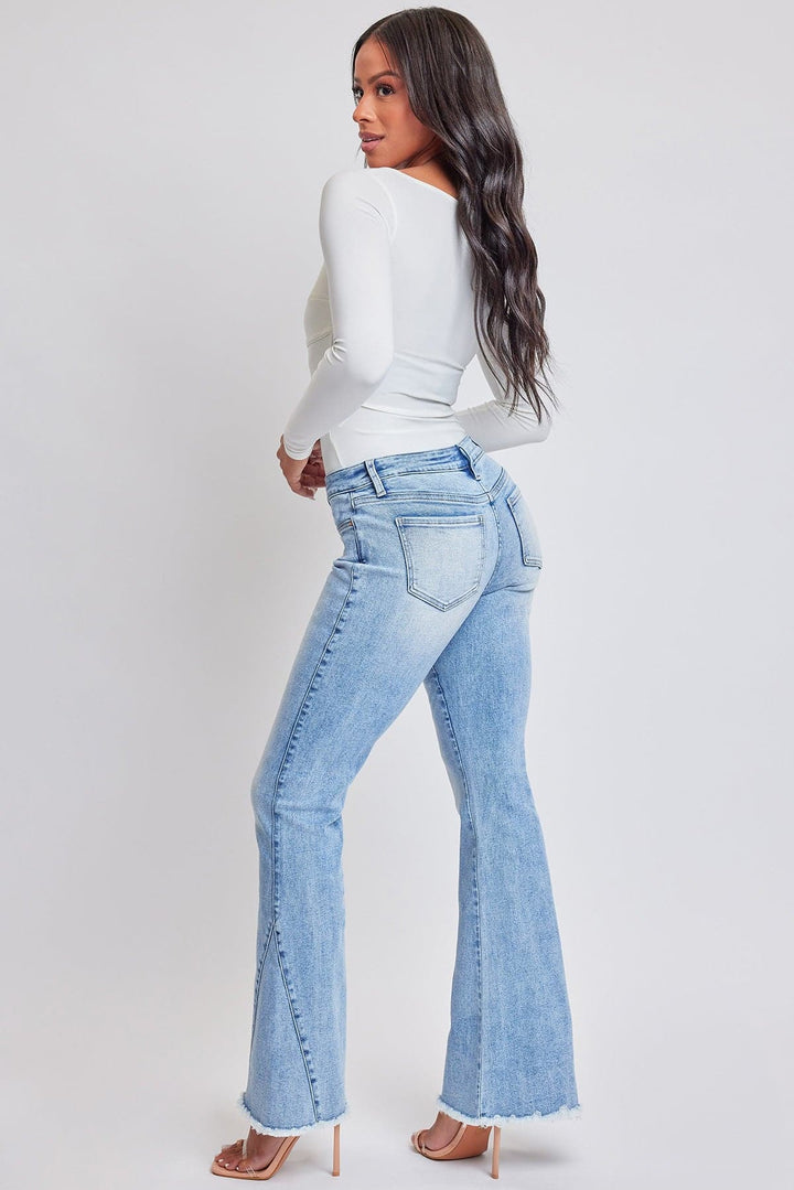 Women's Low Rise Fray Hem Flare Jeans