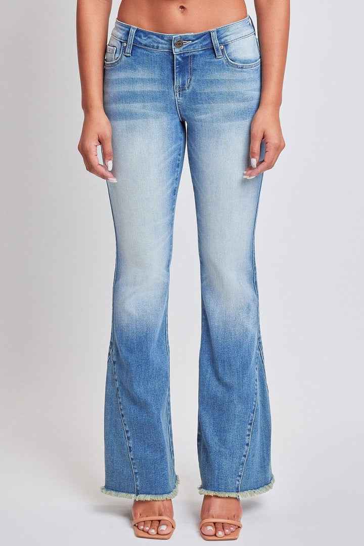 Women's Low Rise Fray Hem Flare Jeans