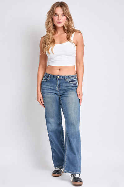 Women's Mid Rise Premium Stretch Wide Leg Jeans