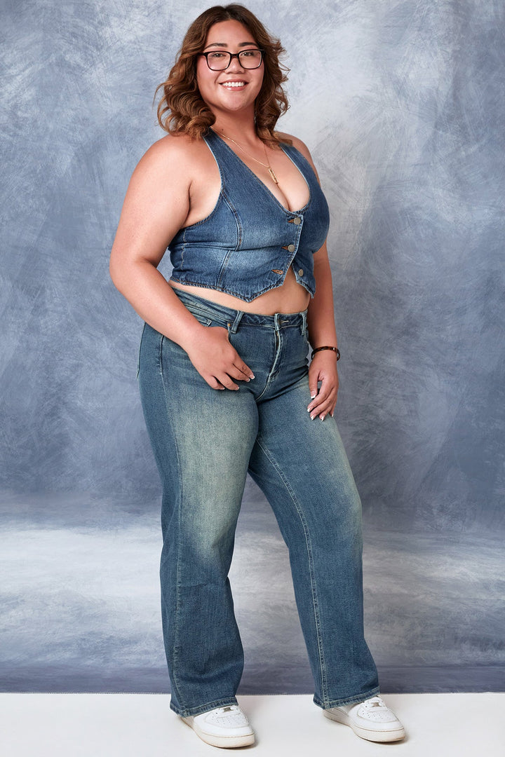 Women's Luxe Mid Rise Wide Leg Jeans