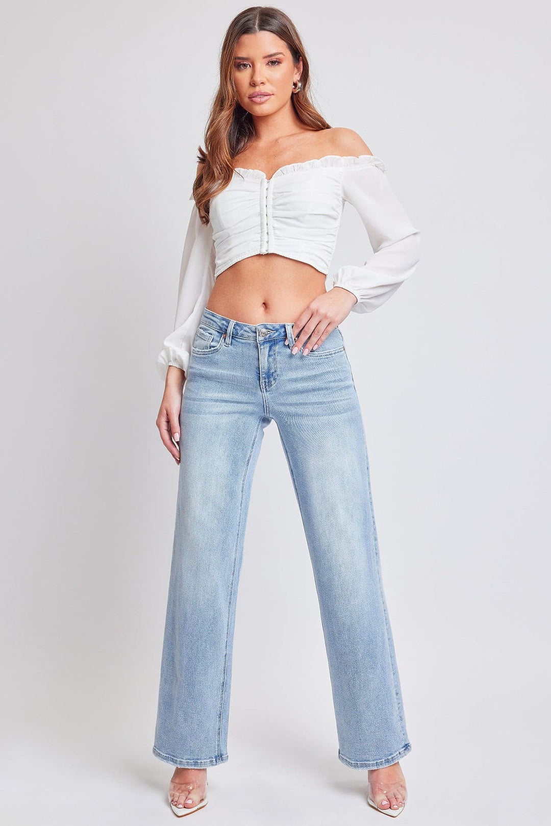 Women's Luxe Mid Rise Wide Leg Jeans