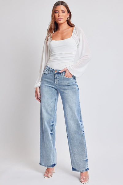 Women's Mid Rise Premium Stretch Wide Leg Jeans