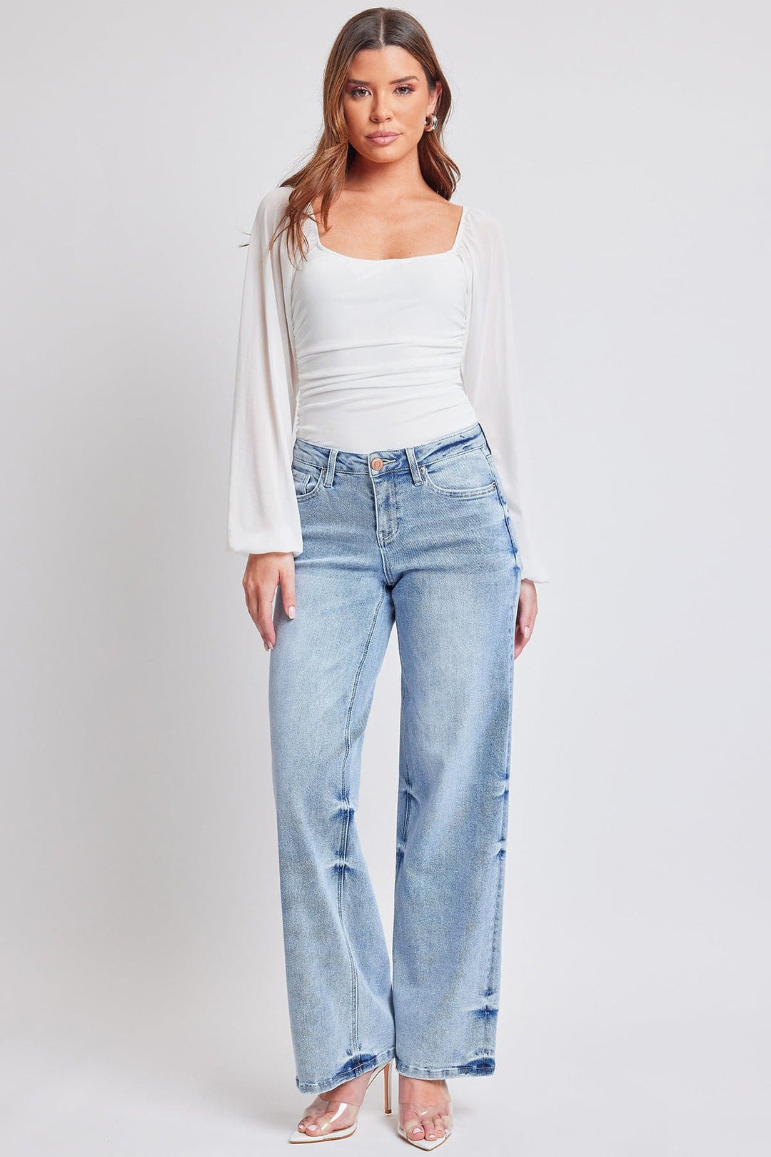 Women's Luxe Mid Rise Wide Leg Jeans