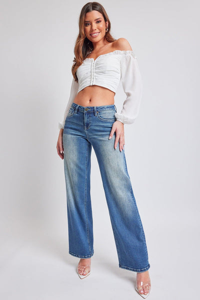 Women's Mid Rise Premium Stretch Wide Leg Jeans