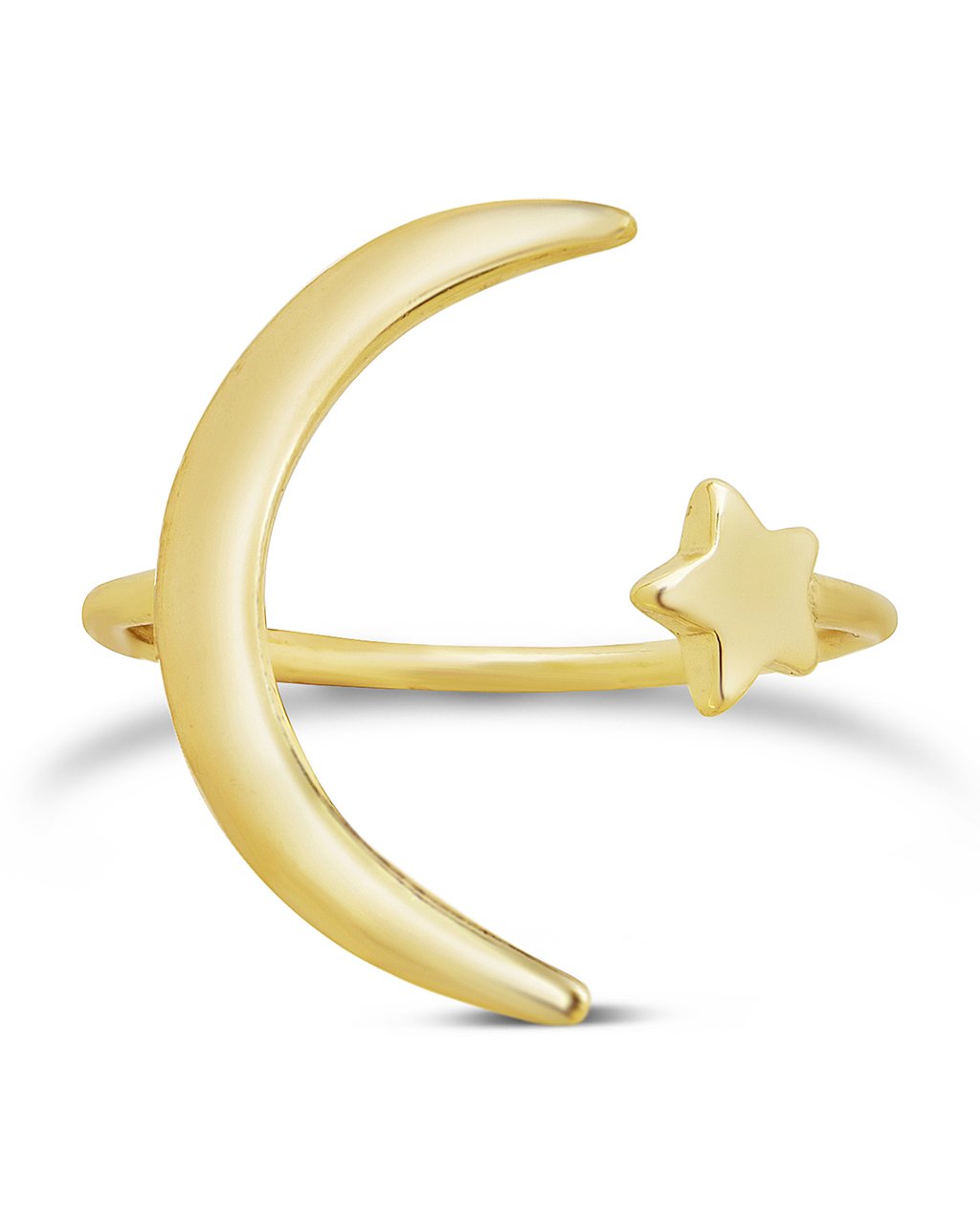 Sterling Silver Crescent Moon Open Ring