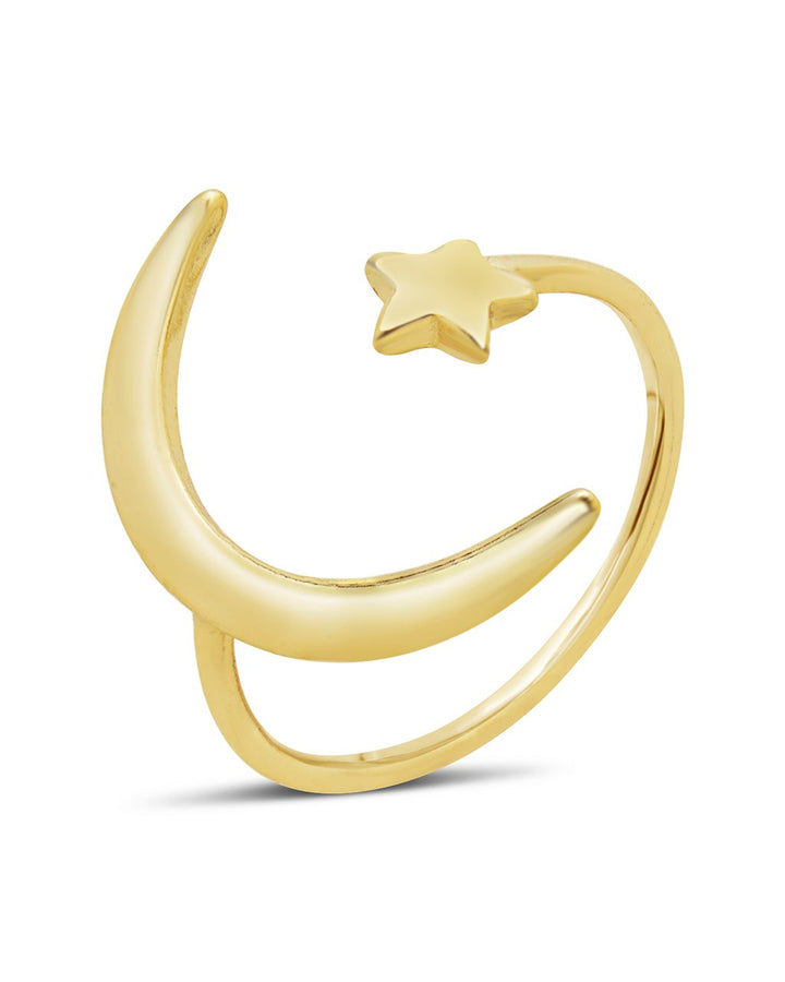 Sterling Silver Crescent Moon Open Ring