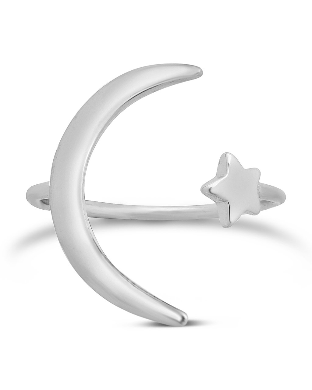Sterling Silver Crescent Moon Open Ring