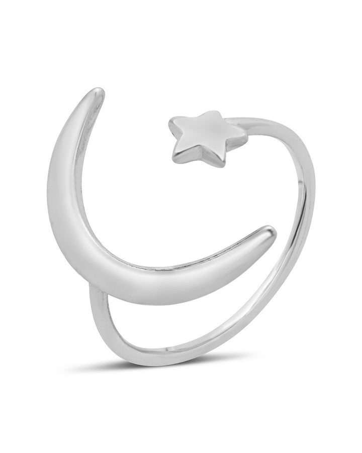 Sterling Silver Crescent Moon Open Ring