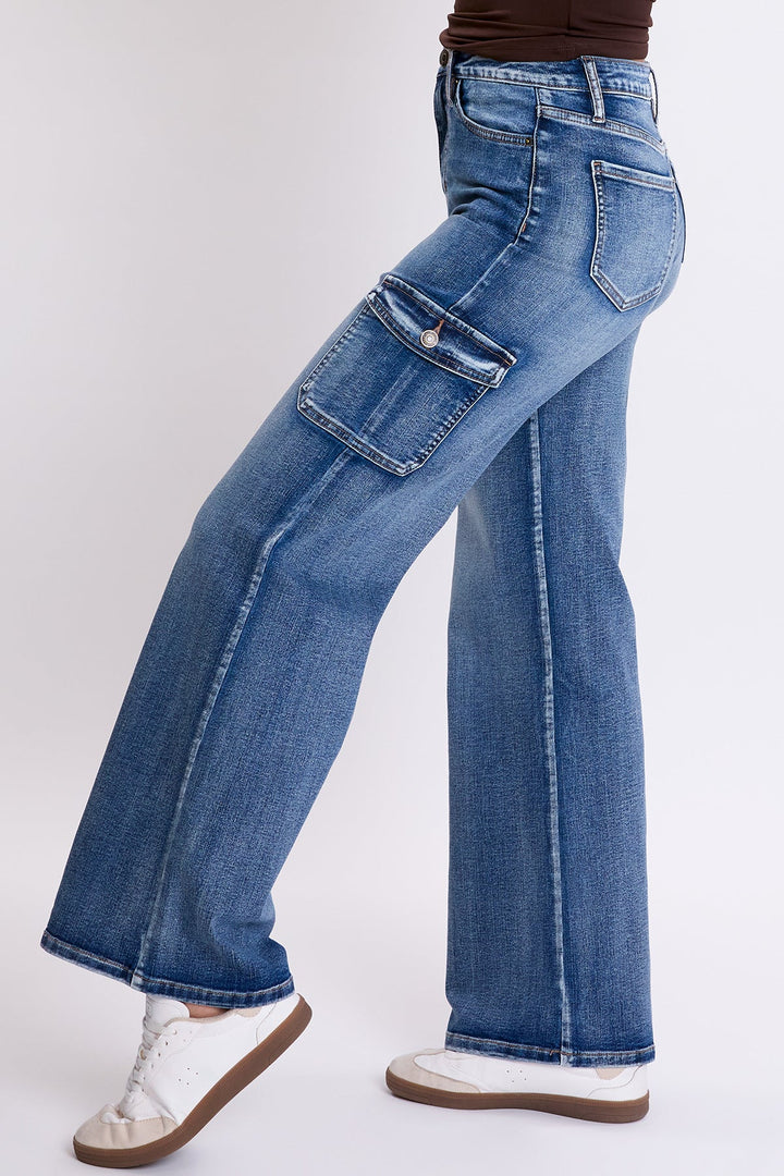 Women's Skater Cargo Wide Leg Jeans Denim