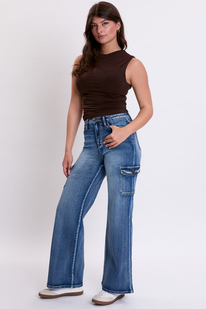 Women's Skater Cargo Wide Leg Jeans Denim